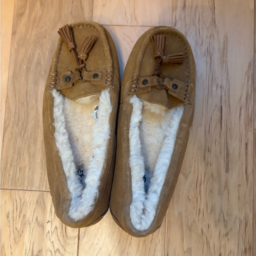 UGG Moccasins Tan Suede Slippers with Plush Lining